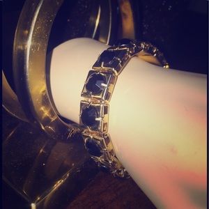 Gold plated , black gem chunky bangle